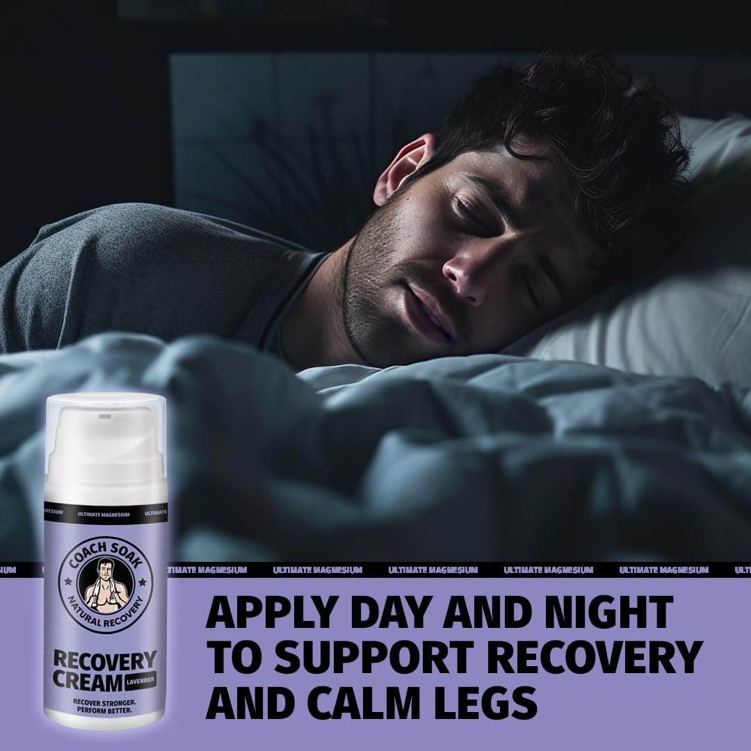 Coach Soak Magnesium Cream with MSM in Pump Bottle - Natural Recovery Cream with Magnesium Chloride & Menthol - Fast-Absorbing for Muscles & Joints, Lavender 3.4oz Coach SoakBuy Supplements Australia