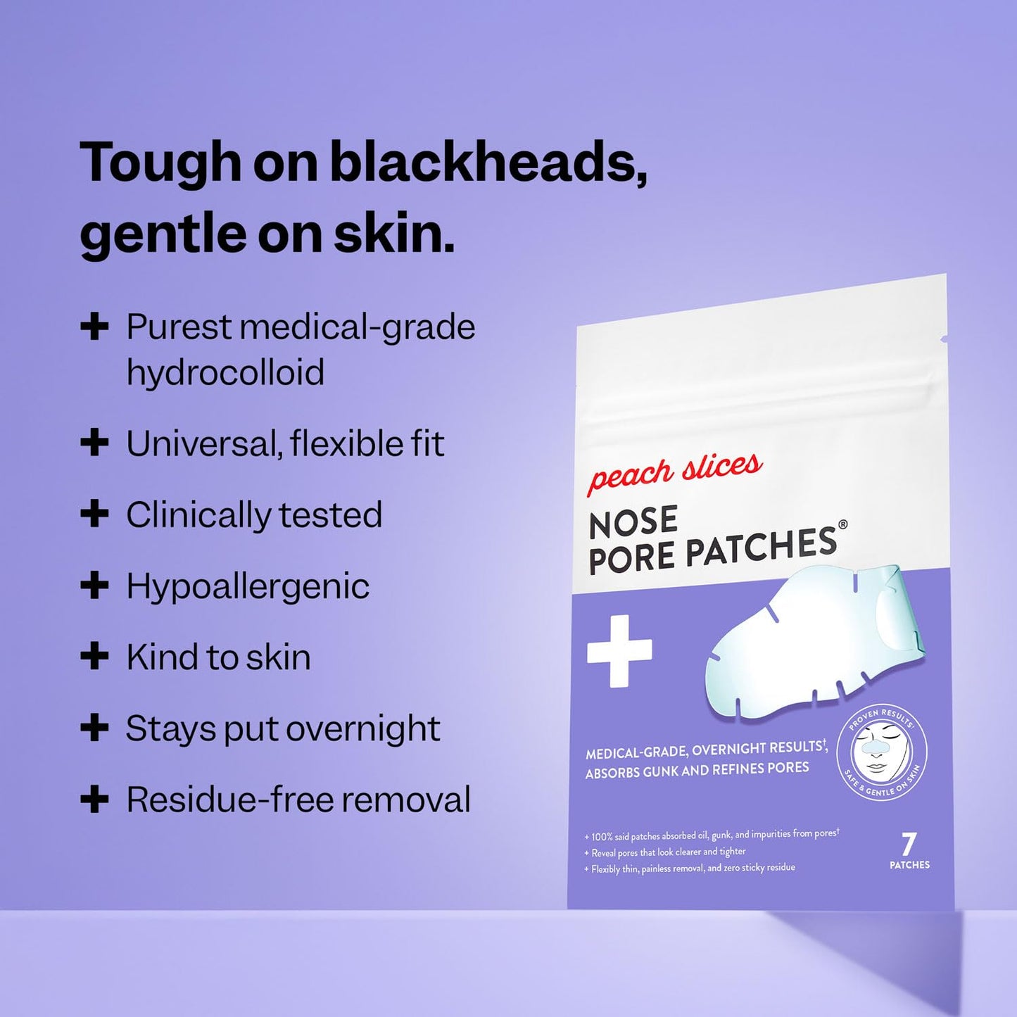 Peach Slices - Nose Pore Patches (7 ct) - Overnight Blackhead Remover - Pore Strips - Absorbs Gunk - Thin, Flexible & Painless - Hydrocolloid Patches