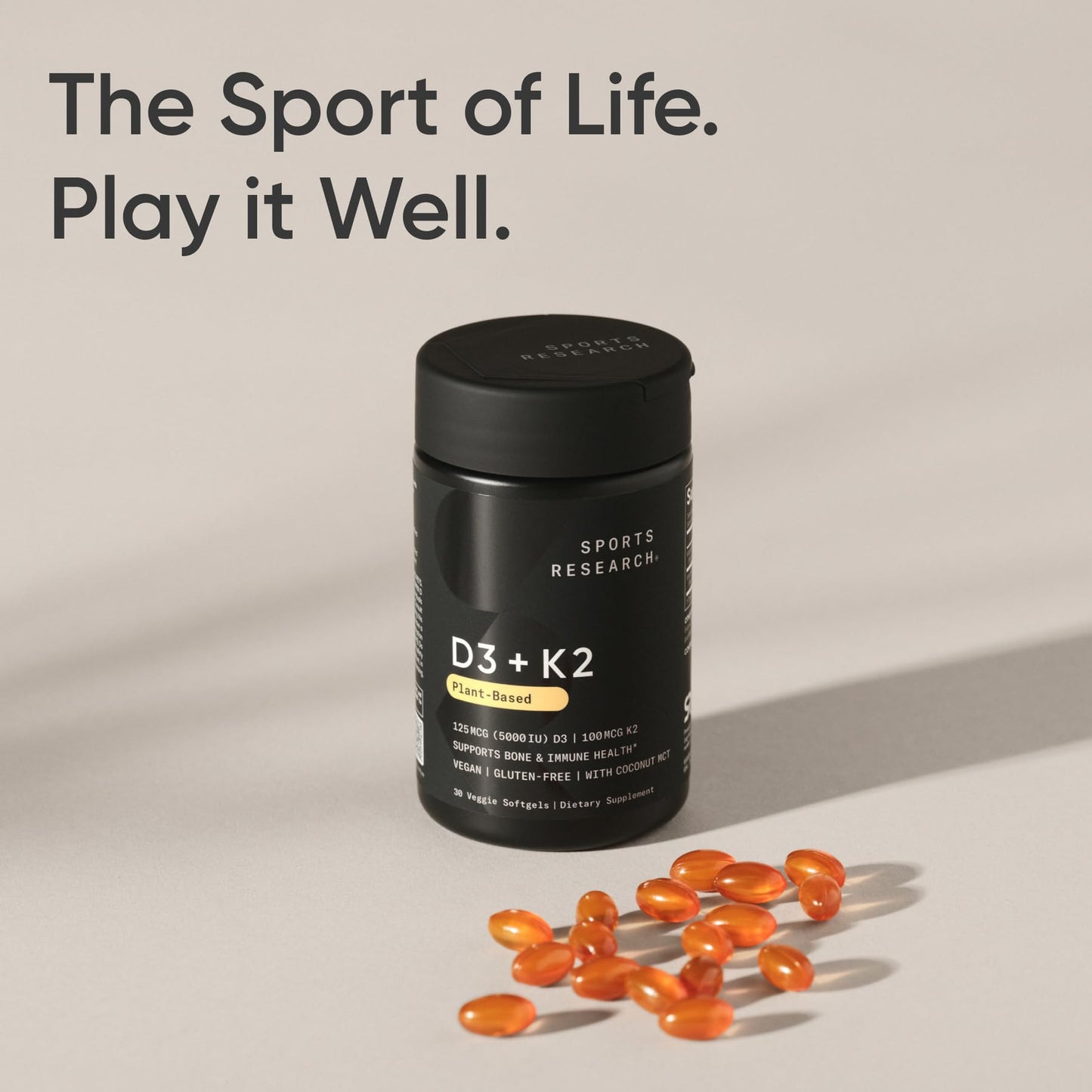 Sports Research® Vitamin D3 + K2 with 10,000iu of Plant-Based D3 & 100mcg of Vitamin K2 as MK-7 | Non-GMO Verified & Vegan Certified 60ct Sports Research buy supplements Au