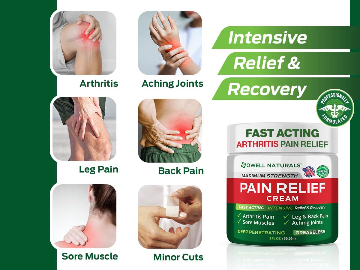 Owell Naturals Deep Penetrating Pain Relief Cream, Maximum Strength Formula for Joints & Muscles, Lower Back, Knees, Hands, Legs, Ankle – Fast Acting Comfort, 7 oz Owell NaturalsBuy Supplements Australia