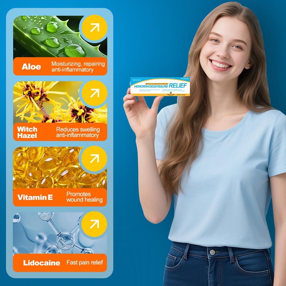 RHAICARE Hemorrhoid and Fissure Treatment Ointment (6 Pre-Filled Pack),Hemorrhoid and Fissure Cream Witch Hazel Maximum Strength Pain Relief,for Itching and Swelling RHAICAREBuy Supplements Australia