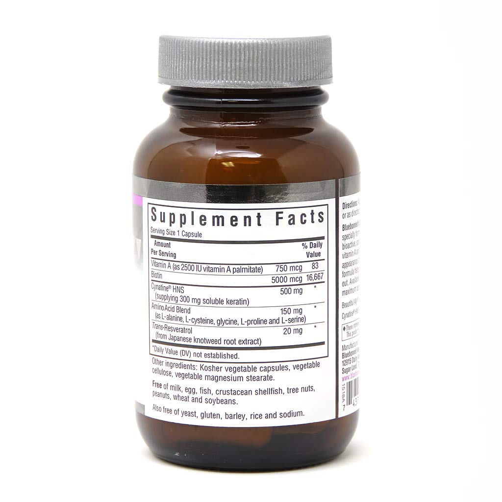 Bluebonnet Nutrition Beautiful Ally Keratin Care, Beauty Nutrient, Best for Hair, Strengthen and Revitalize Hair*, Non GMO, Gluten Free, Soy Free, Milk Free, 30 Vegetable Capsules, 30 Servings BlueBonnetBuy Supplements Australia
