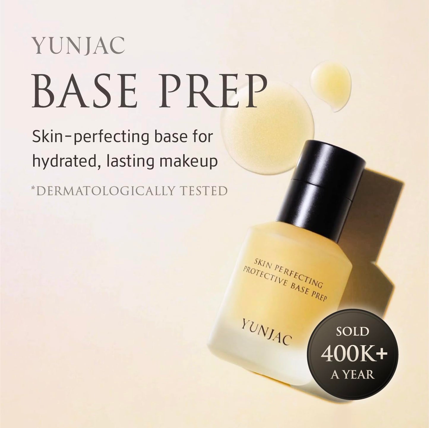 YUNJAC Base Prep Korean Primer (1.35 fl oz) – Silicone-Free Grip Makeup Base, Serum Texture for Radiant Skin, Long-Lasting Glow with Rice Ferment, Ceramide, Niacinamide, Squalane YUNJACBuy Supplements Australia