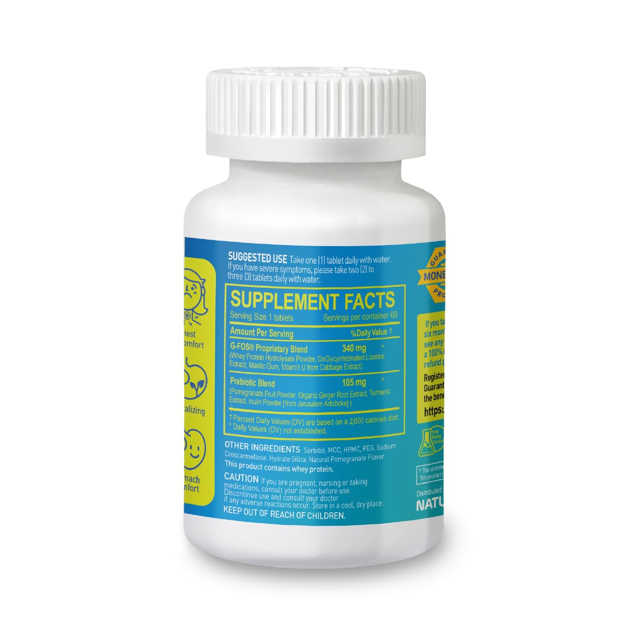 Gastro Support – Digestive Health Supplement with G-FOS Blend, Organic Ginger Root, Licorice Extract, Mastic Gum & Pomegranate – Supports Digestive Comfort & Gut Balance – 60 Tablets, 60 Day Supply NATURION buy supplements Au