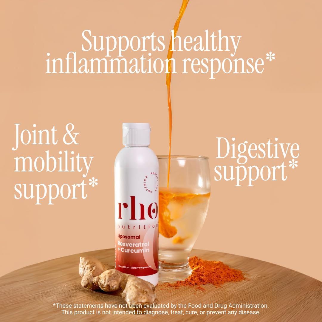 Rho Nutrition Liposomal Curcumin + Resveratrol (1 Pack) – Ultra High Absorption Liquid Curcumin Supplement – Promotes Joint Comfort, Mobility, Cellular Health and Overall Well-Being Rho NutritionBuy Supplements Australia
