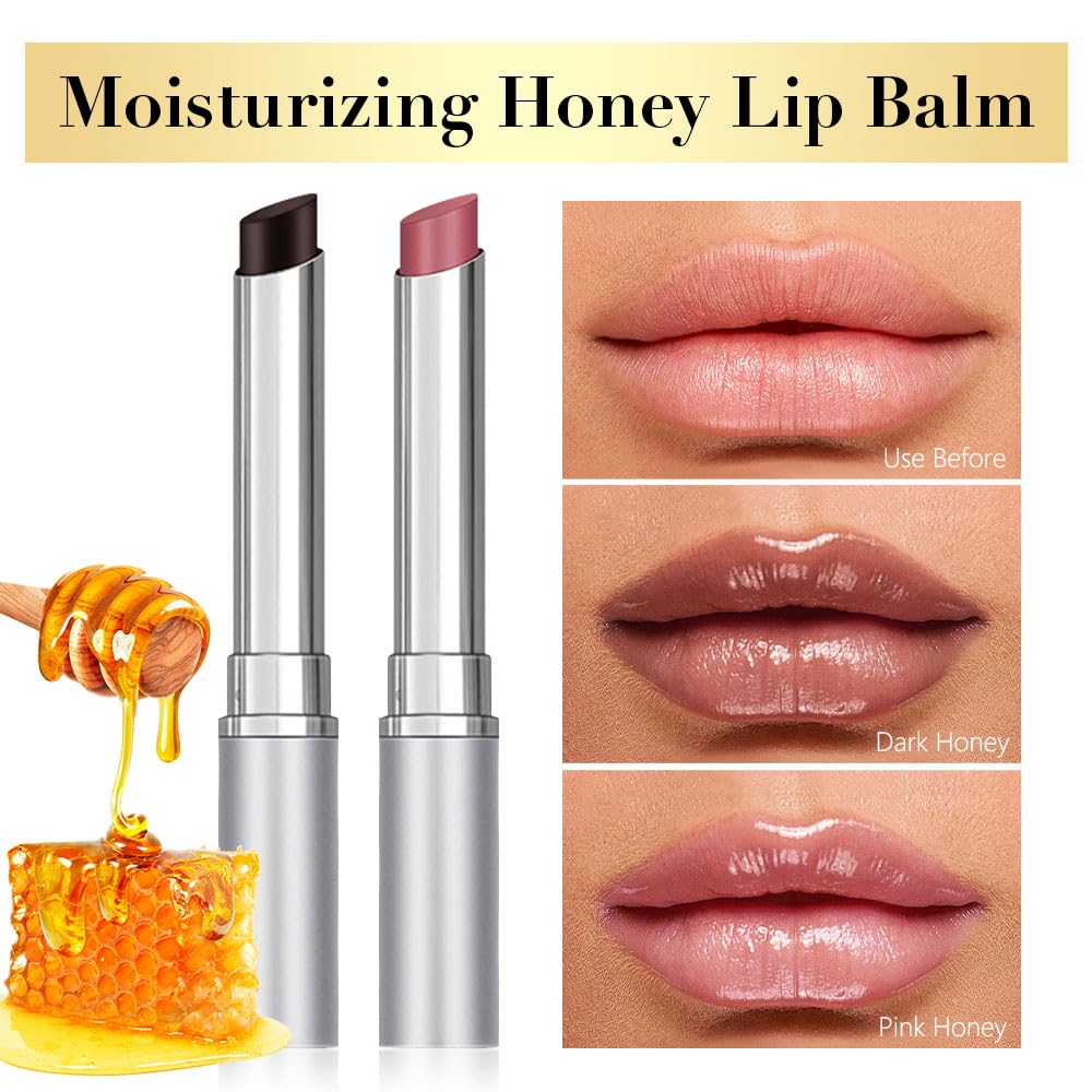 Honey Butter Lipstick Tinted Lip Balm, Shine Moisturizing Plumper Lipstick for Women, Natural Nourishing Hydrating Lip Gloss Stain for Dry Lips, Lightweight Lip Liner Care Makeup, Vegan - Black & Pink HHLTOHBuy Supplements Australia