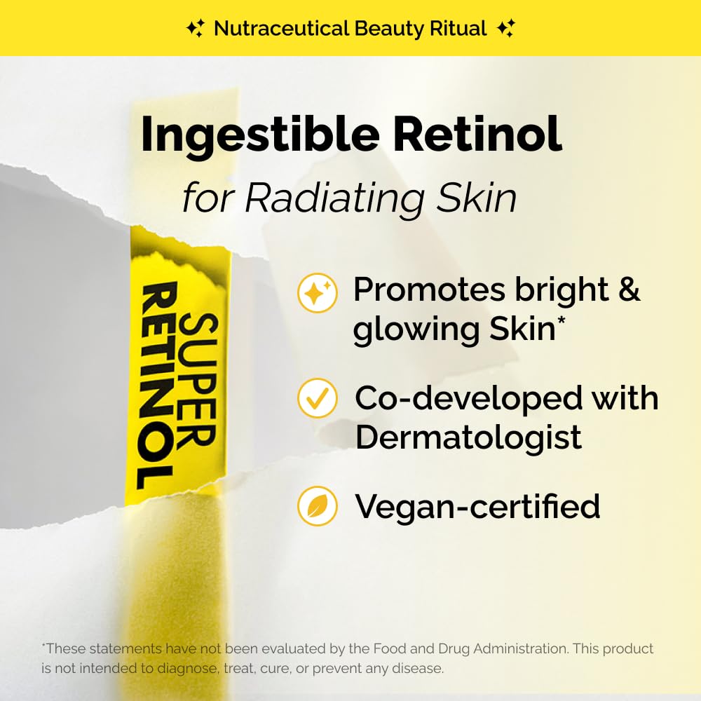 VITALBEAUTIE Super Retinol - Ingestible Liposomal Retinol & Vitamin C 1000mg Powder - Vegan K-Beauty Skin Supplement for Radiant Glass Skin & Tone, Dark Spot Care, 30 Packets VITALBEAUTIEBuy Supplements Australia