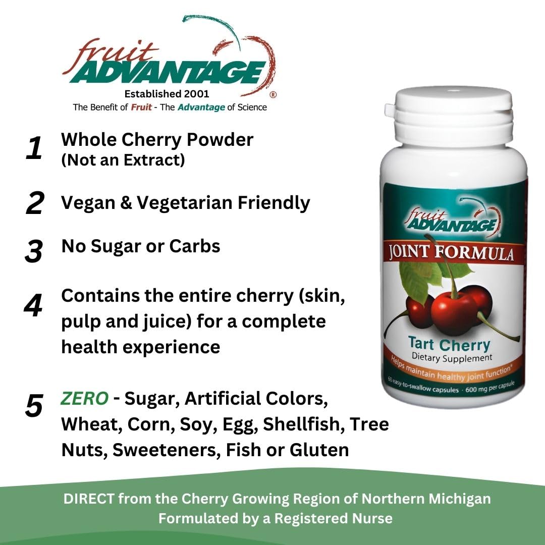 Fruit Advantage Montmorency Tart Cherry Capsules Joint Formula 1200 mg per Serving - 60 Vegetarian Capsules Fruit AdvantageBuy Supplements Australia