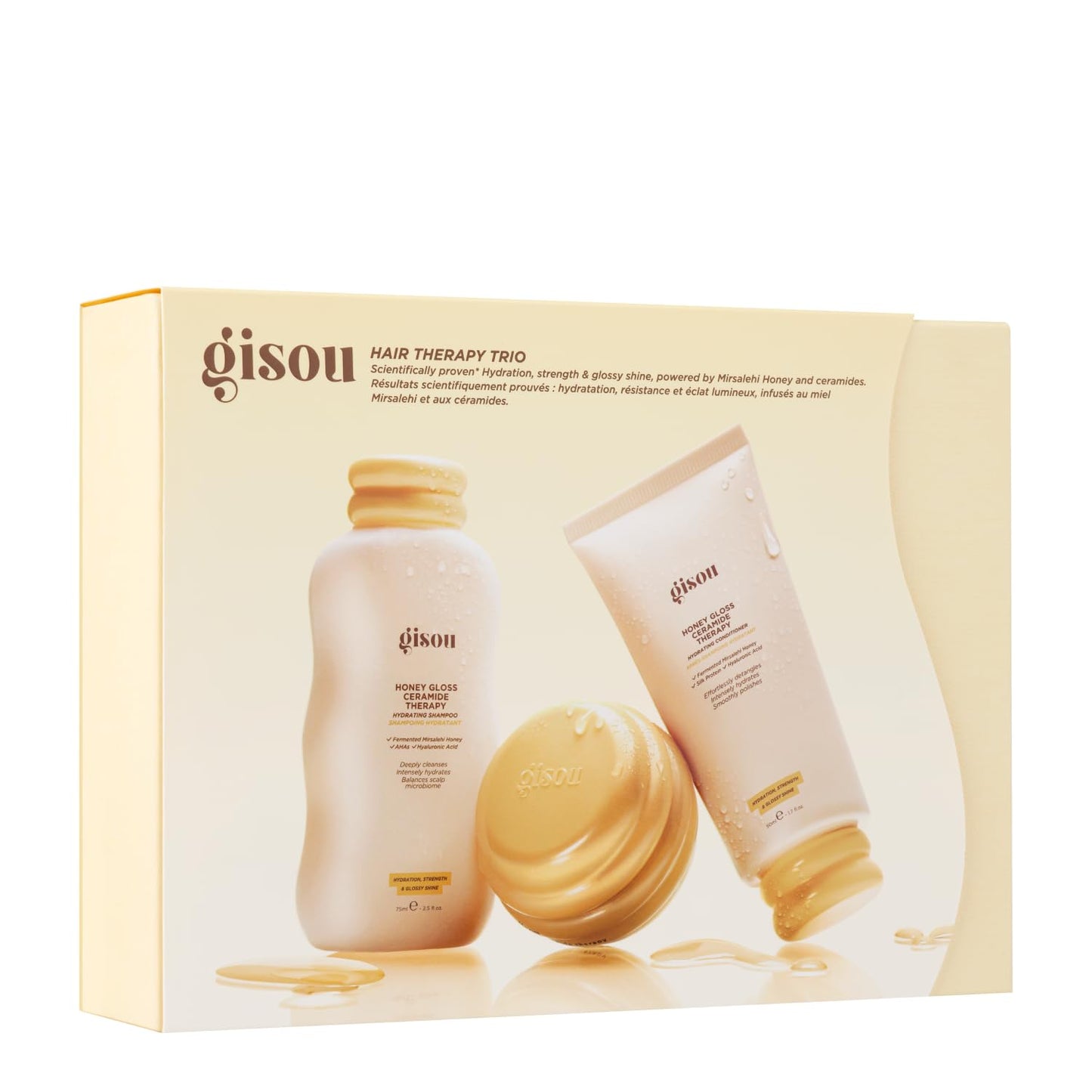 Gisou Honey Gloss Hair Therapy Trio - Mini Shampoo, Hair Mask and Conditioner for smoother, stronger and glossier hair GisouBuy Supplements Australia