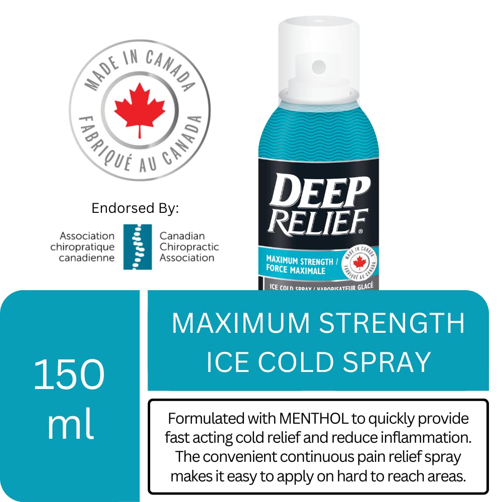 Deep Relief Ice Cold Spray, 150ml - Plastic Bottle, Spray, Cold Therapy, Turquoise, 5.3cm x 5.3cm x 17.1cm Deep ReliefBuy Supplements Australia