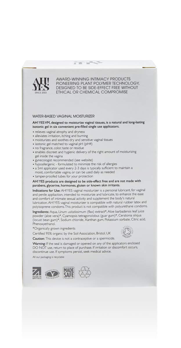 AH! YES® Long Lasting Vaginal Moisturizer for Vaginal Dryness, Water Based & Estrogen-Free, 6 Pre-Filled Applicators AH! YES buy supplements Au