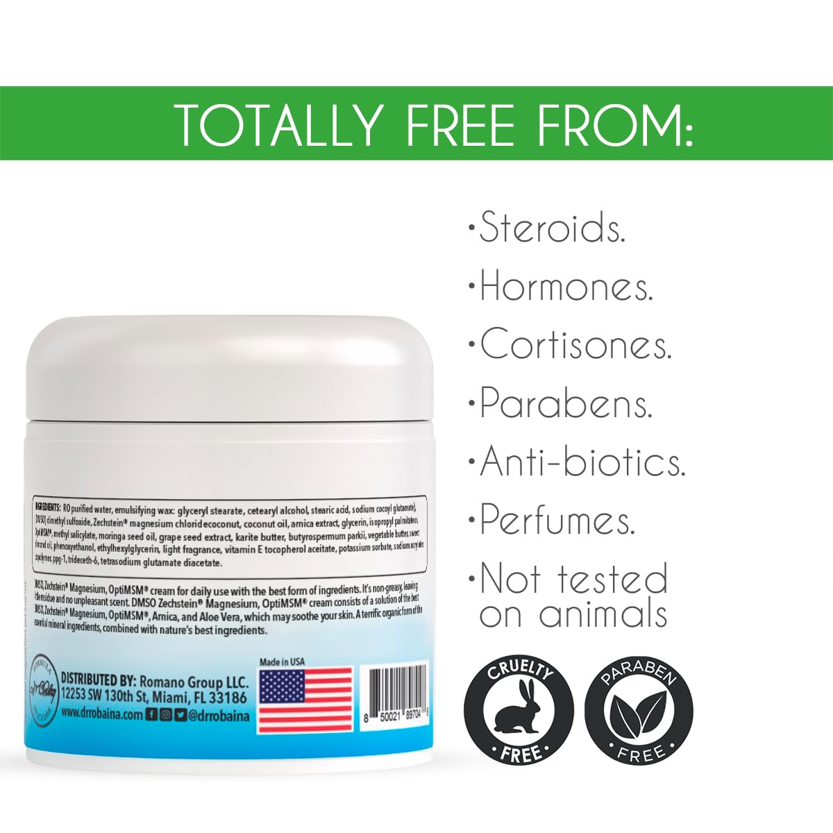 Dr. Robaina DMSO Cream - 99.9% Pure DMSO Pharmaceutical Grade | Formula with Zechstein Magnesium, Arnica, Aloe Vera, Vitamin E - 4 oz Dr. Robaina buy supplements Au