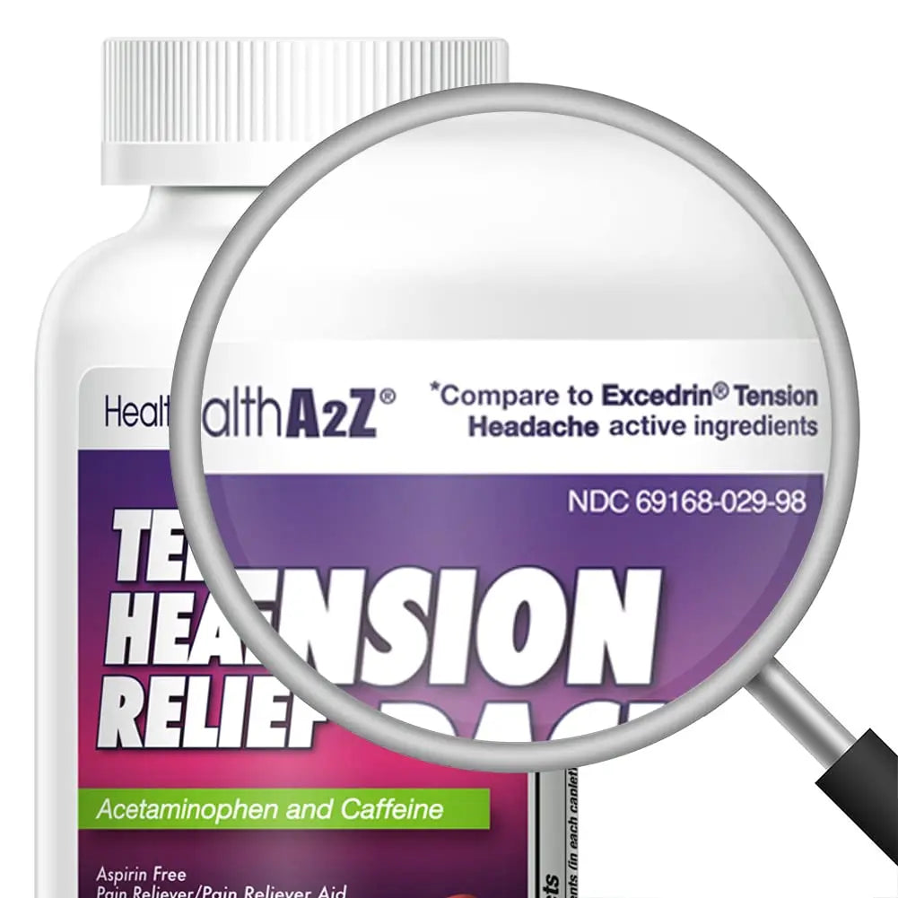 HealthA2Z® Tension Headache Relief | Acetaminophen 500mg | Caffeine 65mg | Pain Reliever Aid | Aspirin Free (200 caplets (Pack of 1)) HealthA2ZBuy Supplements Australia