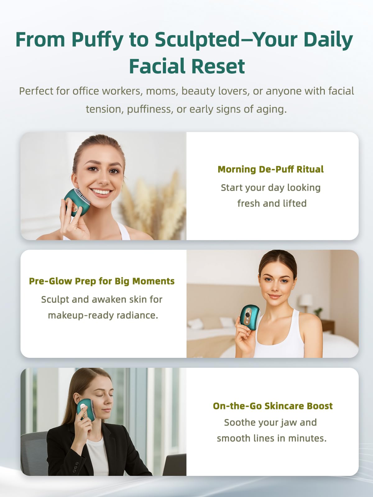 Kinbana Lymphatic Contour Face Brush – Face Massager for Lymphatic Drainage, Double Chin Reducer, and Facial Sculpting – Gentle Vibrating Lymphatic Drainage Tool for Jawline & Puffiness (Green) Kinbana buy supplements Au