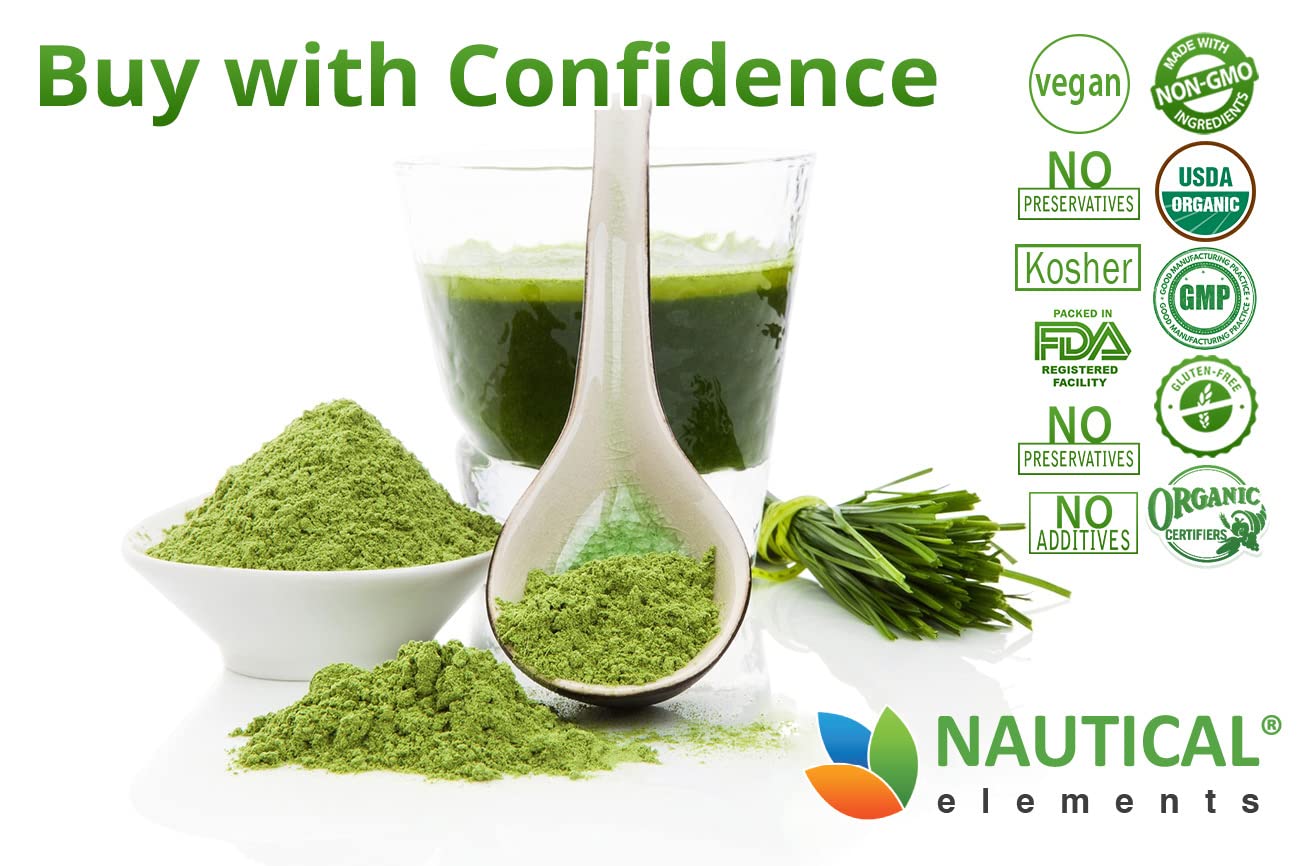 Wheatgrass Powder - USDA Certified Organic Wheat Grass Powder That Is Rich In Essential Amino Acids, Chlorophyll, Antioxidants, Fatty Acids, Minerals & Vitamins - US Grown - Vegan & Non-GMO Superfoods Nautical ElementsBuy Supplements Australia