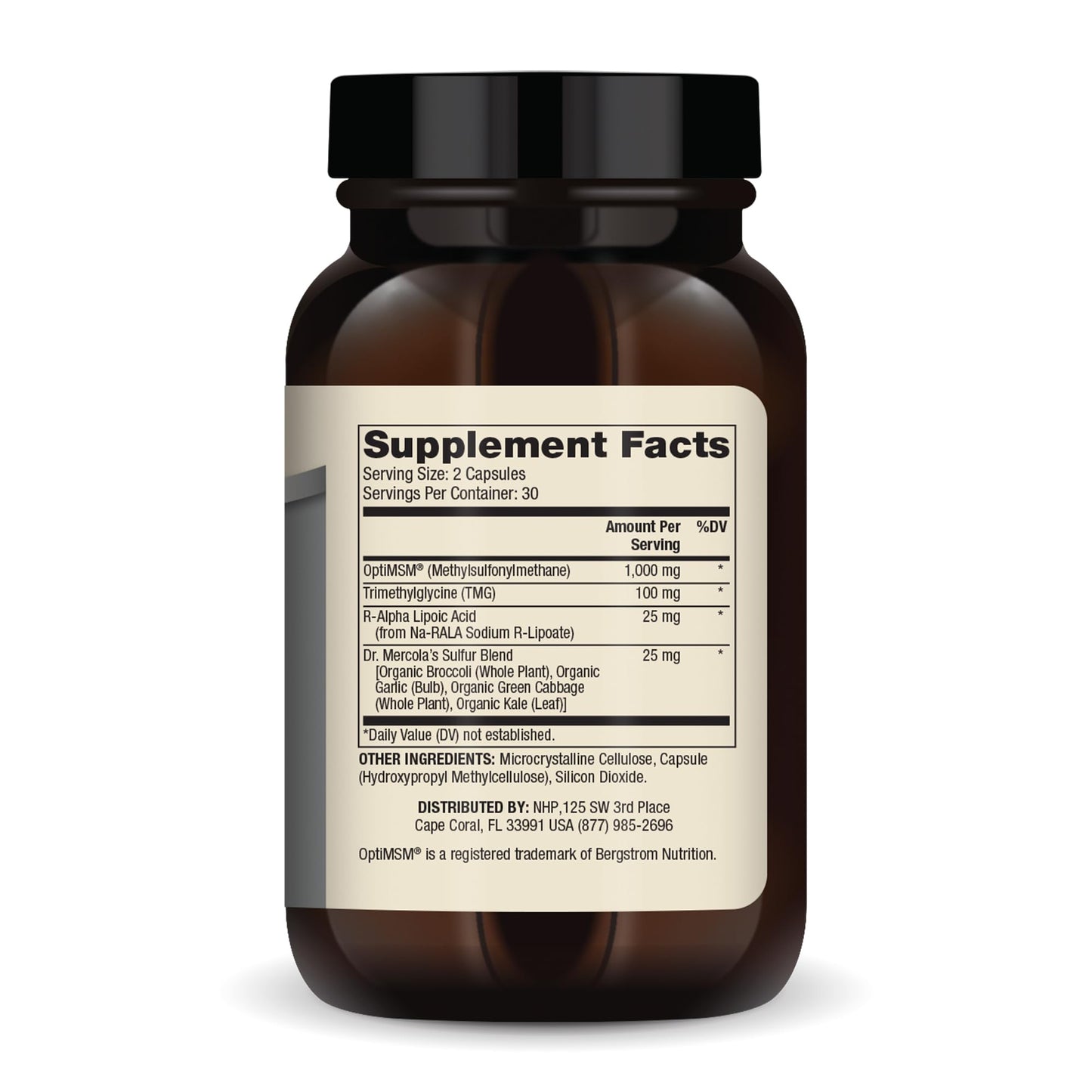 Dr. Mercola MSM Sulfur Complex - Joint Support & Cellular Health - OptiMSM - R-Alpha Lipoic Acid - TMG - Organic Sulfur Blend - 60 Capsules (30 Servings) Dr. MercolaBuy Supplements Australia