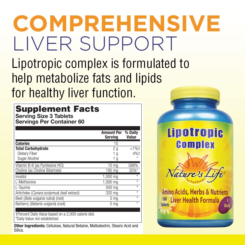 Nature's Life Lipotropic Complex | Comprehensive Support for Healthy Liver Function | with Choline & Inositol | Non-GMO | 180 Vegetarian Tablets Nature's LifeBuy Supplements Australia