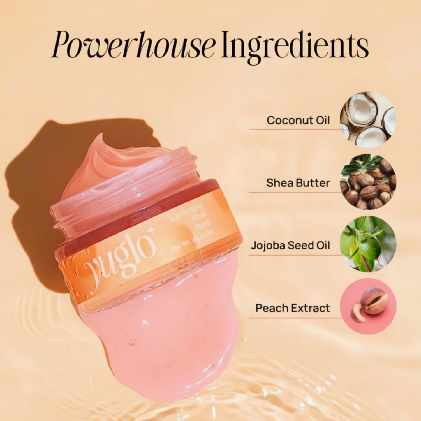 YUGLO Lip Sleeping Mask | Peach Flavor | Hydrating & Soothing Lip Treatment for
Dry, Chapped Lips