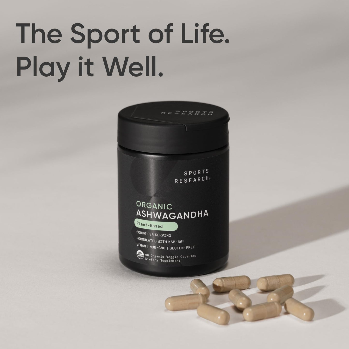 Sports Research® Organic Ashwagandha – Adaptogen for Relaxation, Calm & Sleep Support – Made with Organic KSM-66® – 600 mg – Non-GMO Verified, Gluten-Free, Certified Vegan – 90 Veggie Capsules Sports Research buy supplements Au