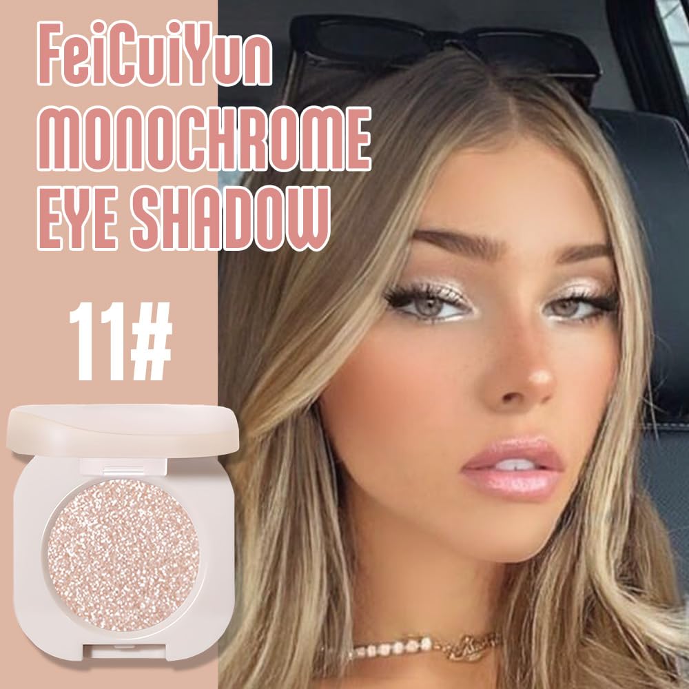 FeiCuiYun Glitter Shimmer Sparkle Eye Shadow Palette Makeup for Older Women, Pearl White Silver Glitter Shimmer Metallic Holographic Iridescent Cream Iridescent Single Monochrome Eyeshadow Makeup, 11 FeiCuiYunBuy Supplements Australia