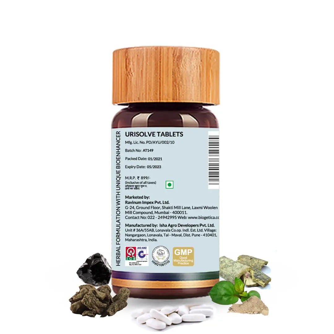 Biogetica Urisolve Kidney Care Herbal Supplement with Asparagus Racemosus & Terminalia Chebula for Optimal Urinary System Support - Non-GMO - 100% Vegan Ayurveda Supplement - 80 Tablets BiogeticaBuy Supplements Australia