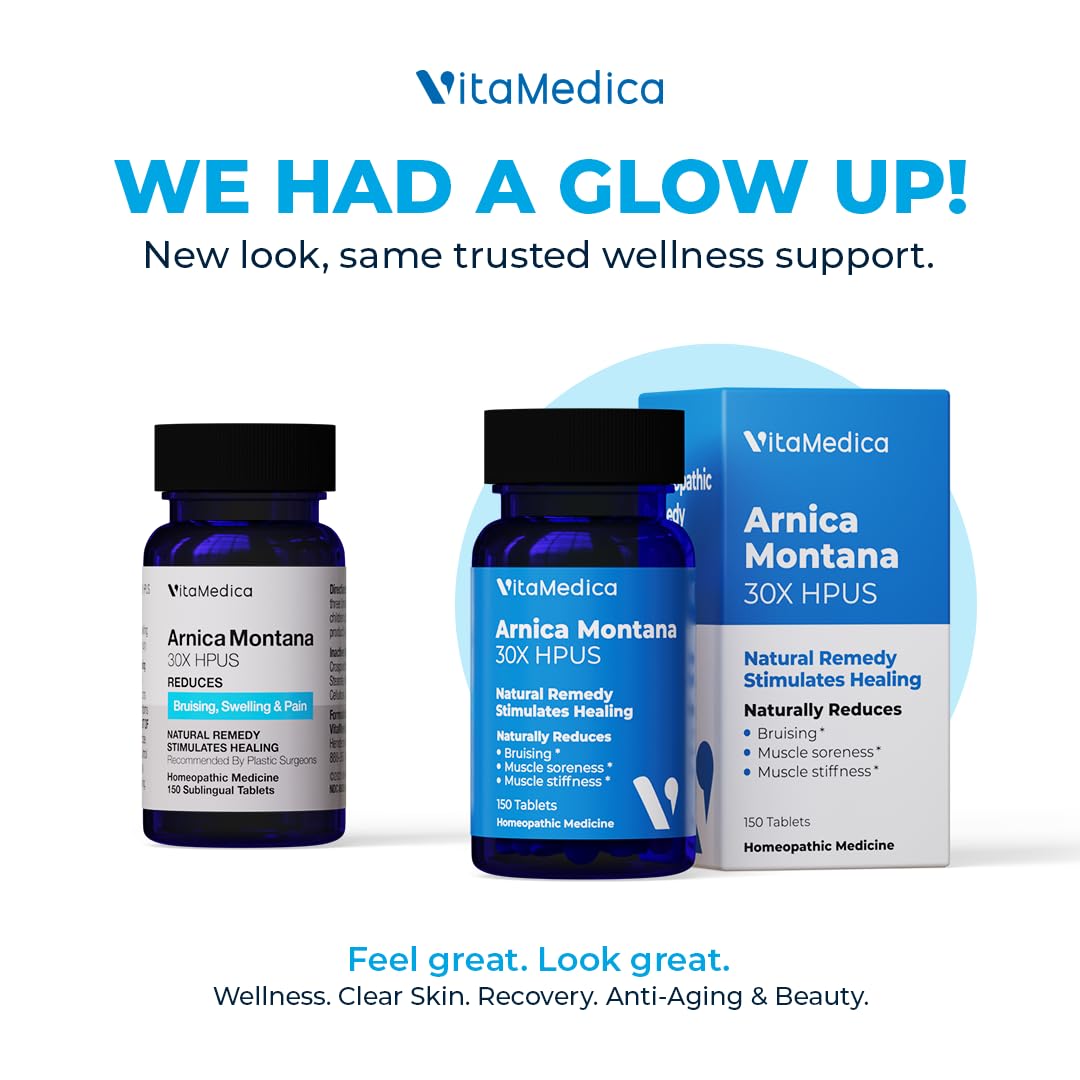 VitaMedica Arnica Montana 30X Homeopathic Tablets for Bruising Pain and Swelling | Plant Based Formula | Recommended by Plastic Surgeons | Natural Recovery Surgery Or Injury | 3 Pack | 150 Servings VitaMedicaBuy Supplements Australia