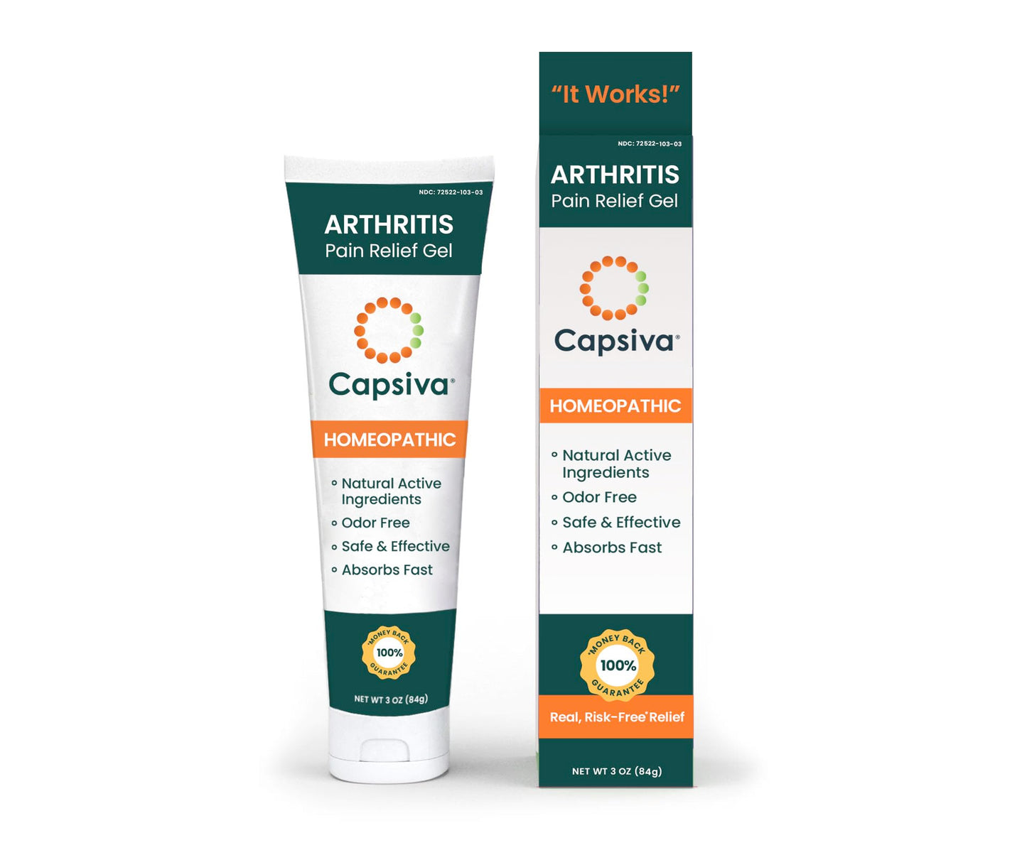 Capsiva Pain Relief Topical 3oz Tube, for Your Hands, Neck, Back, Joints, Non-Greasy, No Burn, Odor Free, Homeopathic Active Ingredients, Contains Capsaicin & Arnica, Absorbs Fast CapsivaBuy Supplements Australia