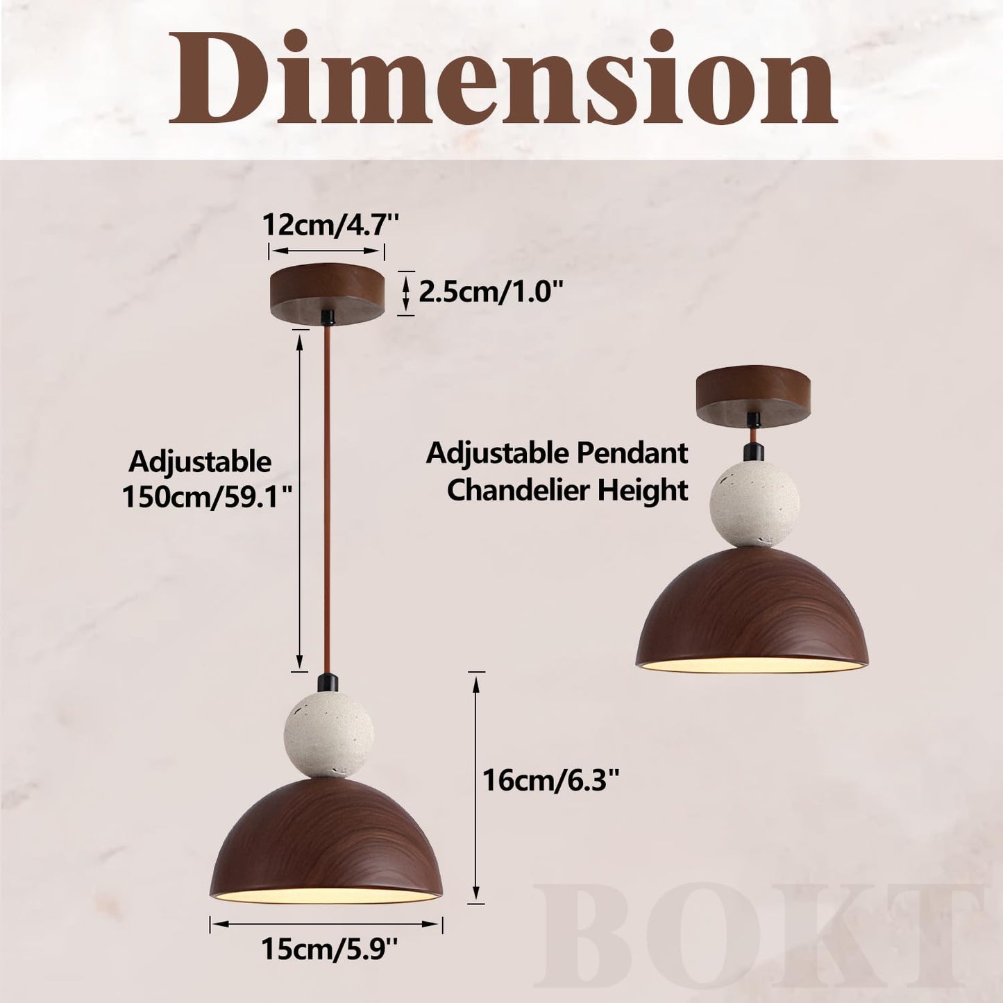 BOKT Wabi Sabi Pendant Light Nordic LED Ceiling Hanging Light Modern Natural Stone Pendant Light Adjustable Dimmable Walnut Mini Chandelier for Dining Room Living Room BOKTBuy Supplements Australia