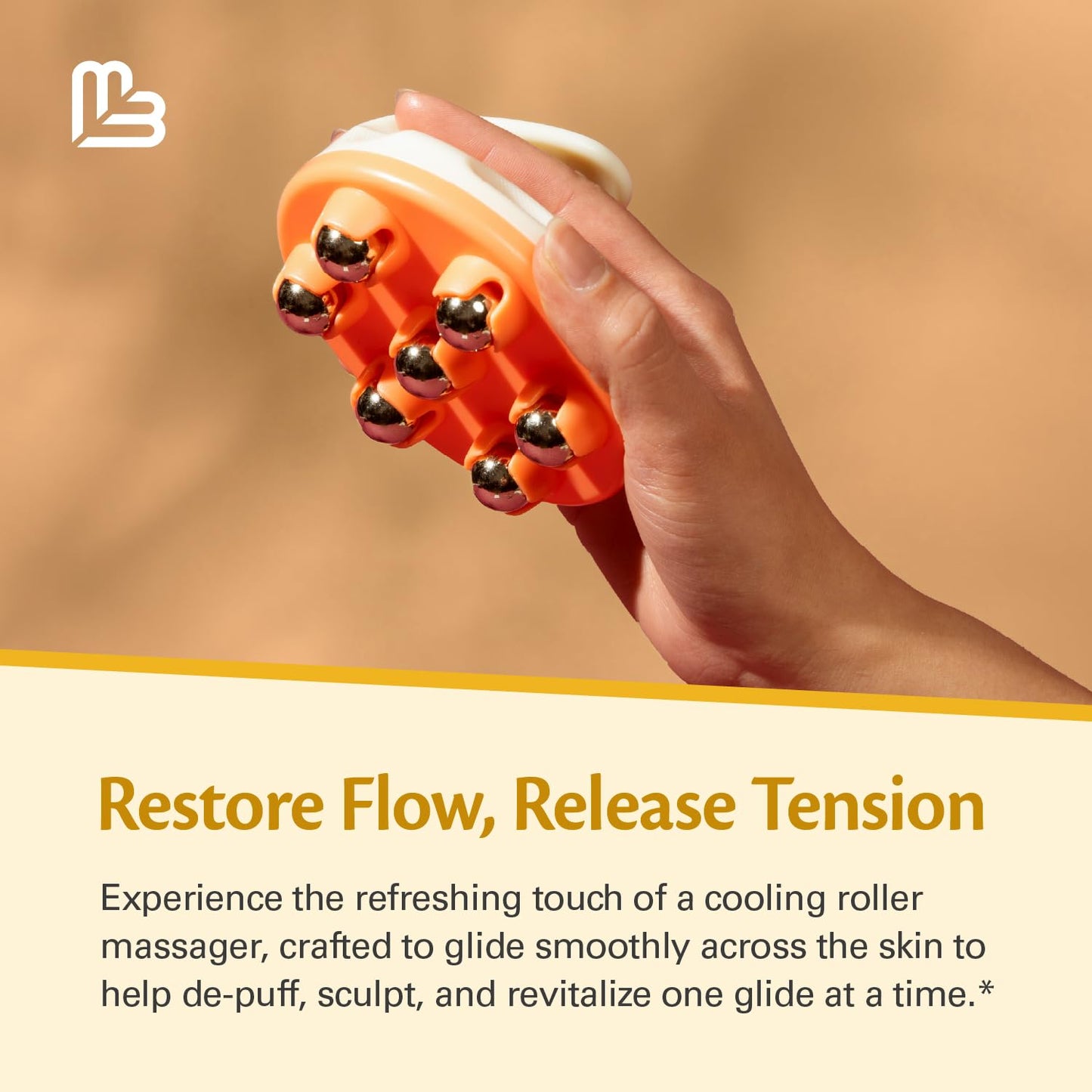 Lymphatic Drainage Massager with Cooling Steel Rollers for Body Sculpting, Cellulite & Sore Muscles, Grip-Friendly with Ergonomic Design for Arms, Thighs, Glutes and Stomach by M3 – Orange M3 Naturals buy supplements Au