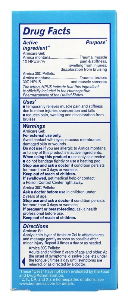 Boiron Arnicare Gel 2.6 oz with Arnica Montana Pellets 80 ct Bluetube BoironBuy Supplements Australia