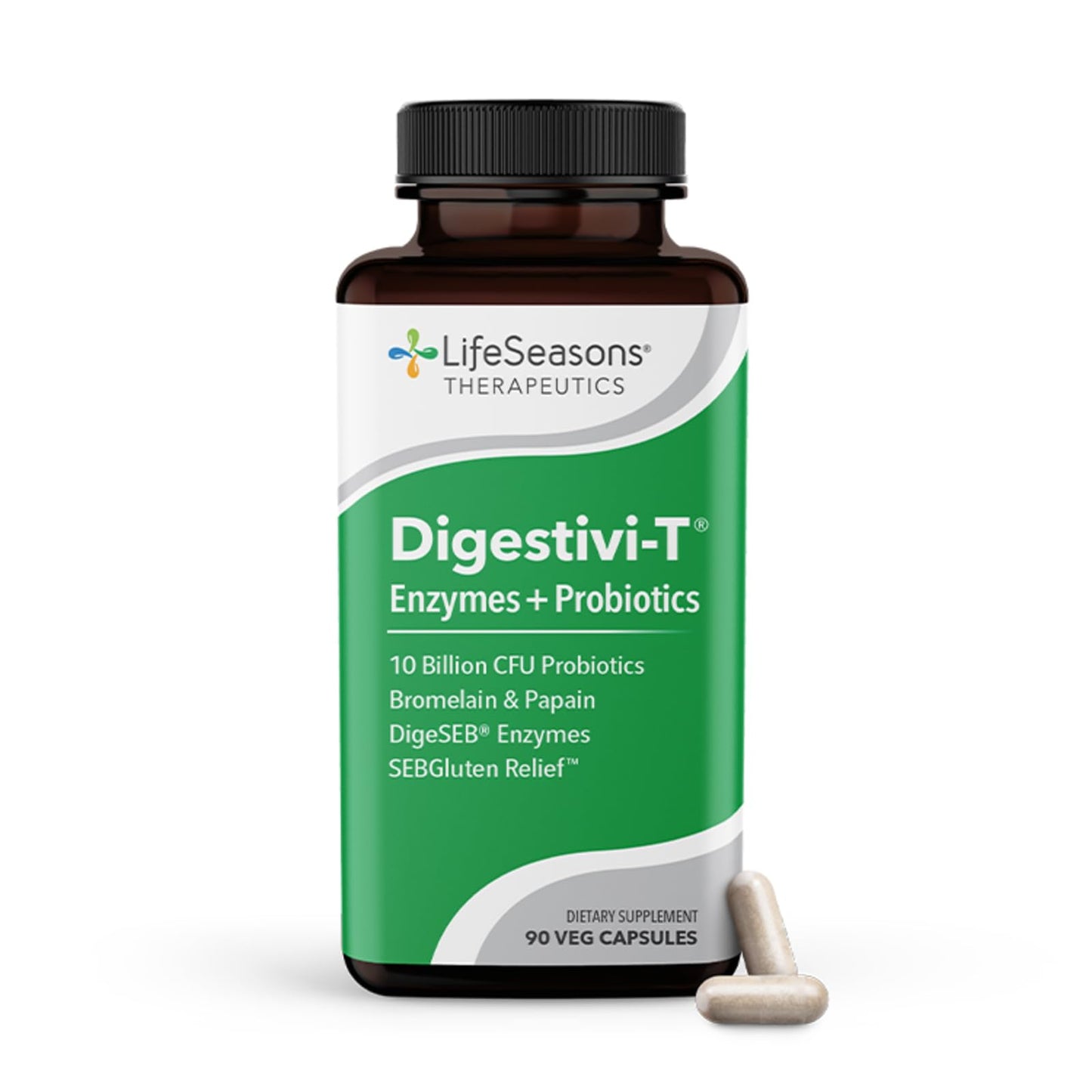LifeSeasons Digestivi-T - Digestive Enzymes & 10 Billion CFU Probiotic Supplement - Supports Gut & Immune Health - Bloating & Digestion Relief