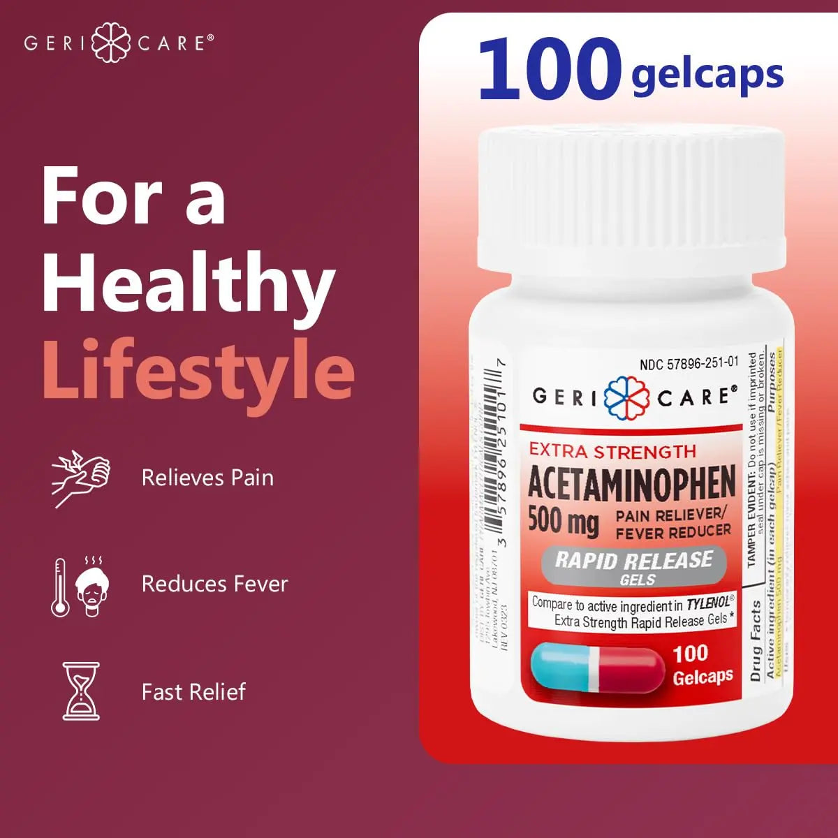 Extra Strength Rapid Release Pain Relief Gelcaps, 100count GeriCareBuy Supplements Australia