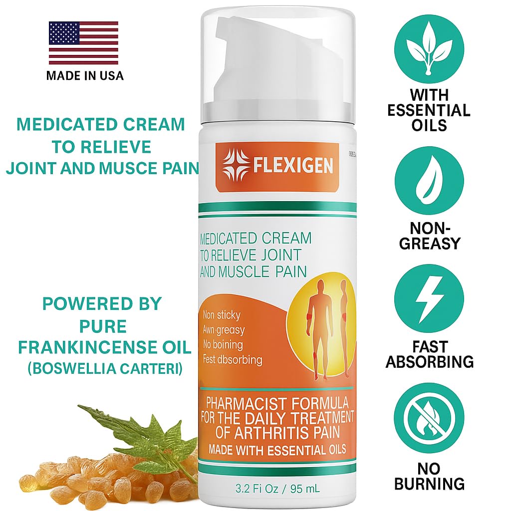 FLEXIGEN Pain Cream Lotion 3-Pack – Natural Menthol Formula with Frankincense & Essential Oils – Fast-Acting, Non-Greasy, Pleasant Scent FLEXIGENBuy Supplements Australia