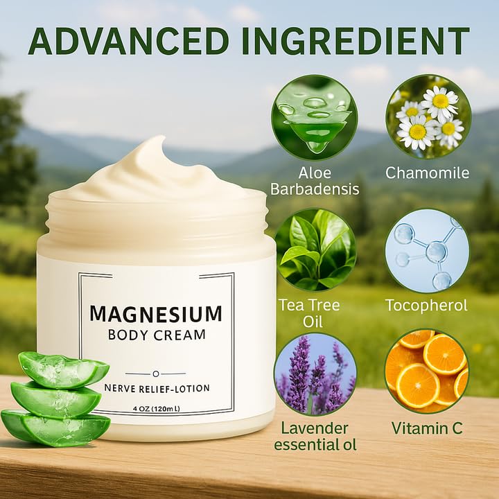 Neuropathy Cream | Nerve Relief Lotion for Feet, Legs & Hands | Magnesium Chloride with Aloe Vera Extract | Non-Greasy Formula for Day & Night Use | Thoughtful Gift for Mama, Dad, Men & Women (1) DFTLUUEBuy Supplements Australia