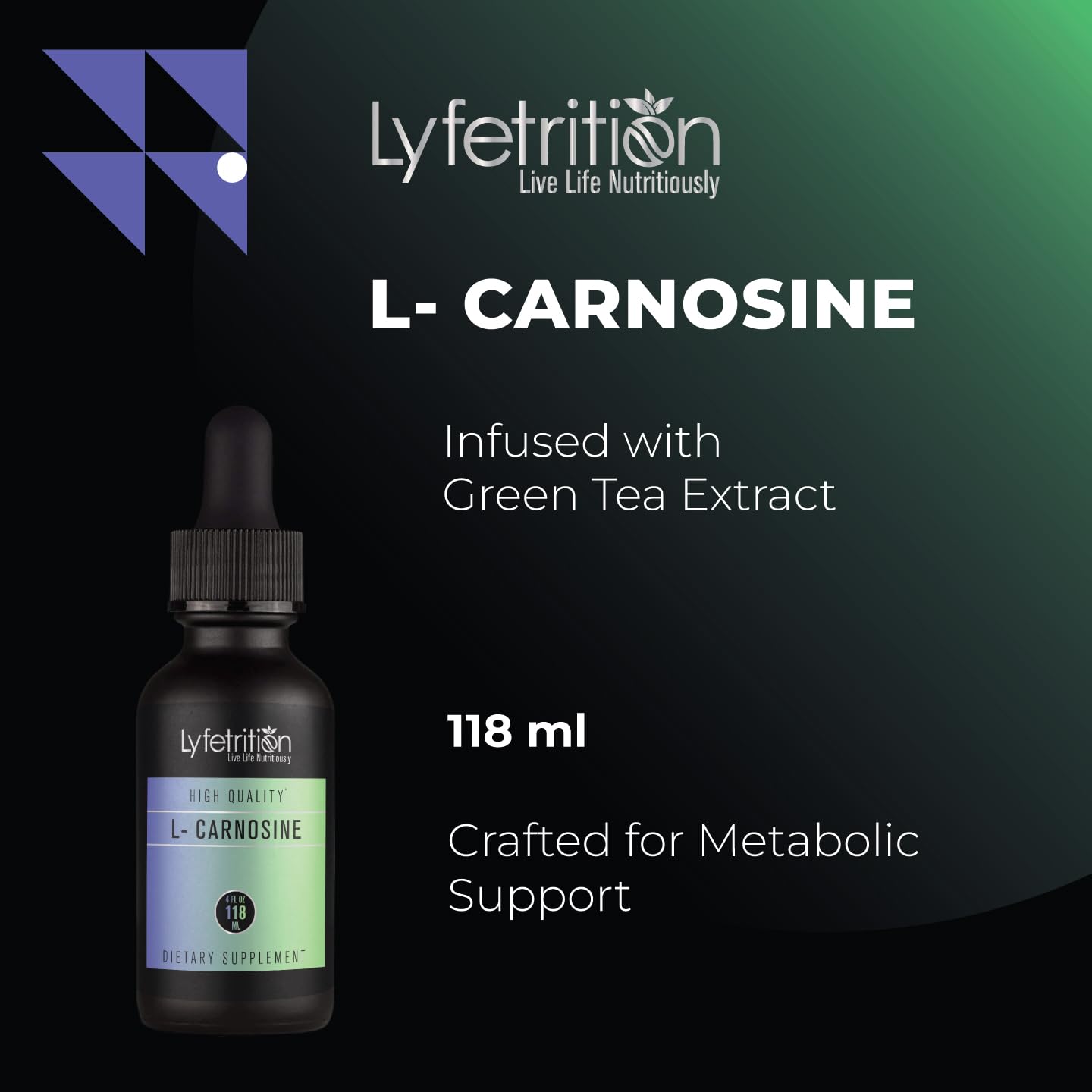 Lyfetrition L-Carnosine Liquid Supplement 118 ml, 4 FL Oz Liquid, 220 Servings, Made in USA, Quick Absorption, Potent Ingredients, Non-GMO Lyfetrition buy supplements Au