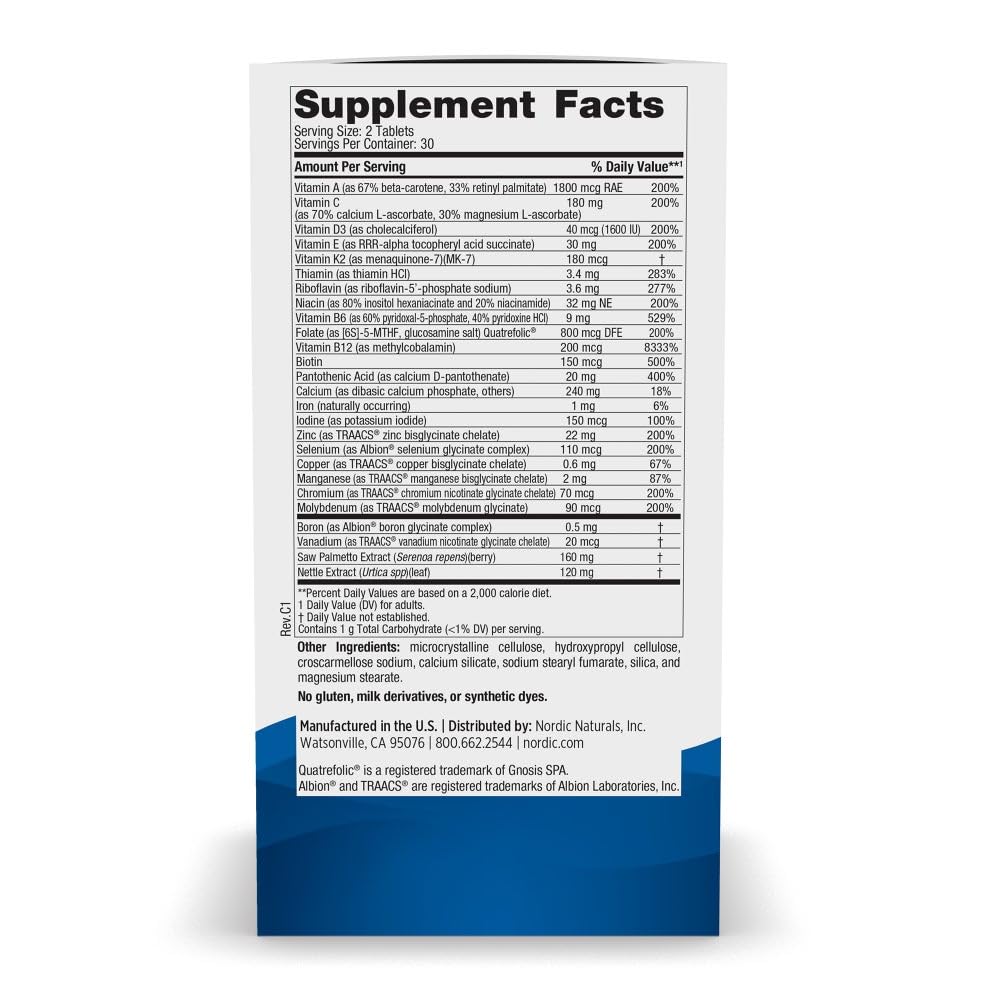 Nordic Naturals Men’s Multivitamin Extra Strength - Bone, Energy, & Blood-Vessel Support - Immunity Supplement - 20 Essential Nutrients - 60 Tablets - 30 Servings Nordic NaturalsBuy Supplements Australia