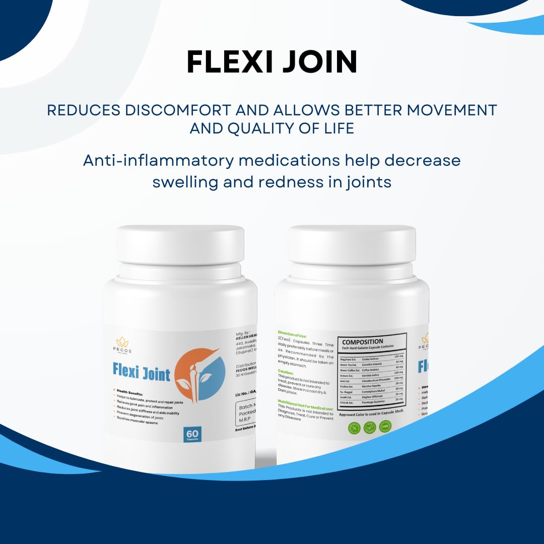 PECOS WELLNESS Flexi Joint Supplement for Joint Health, 60 Capsules, Supports Mobility and Joint Protection PECOS WELLNESSBuy Supplements Australia