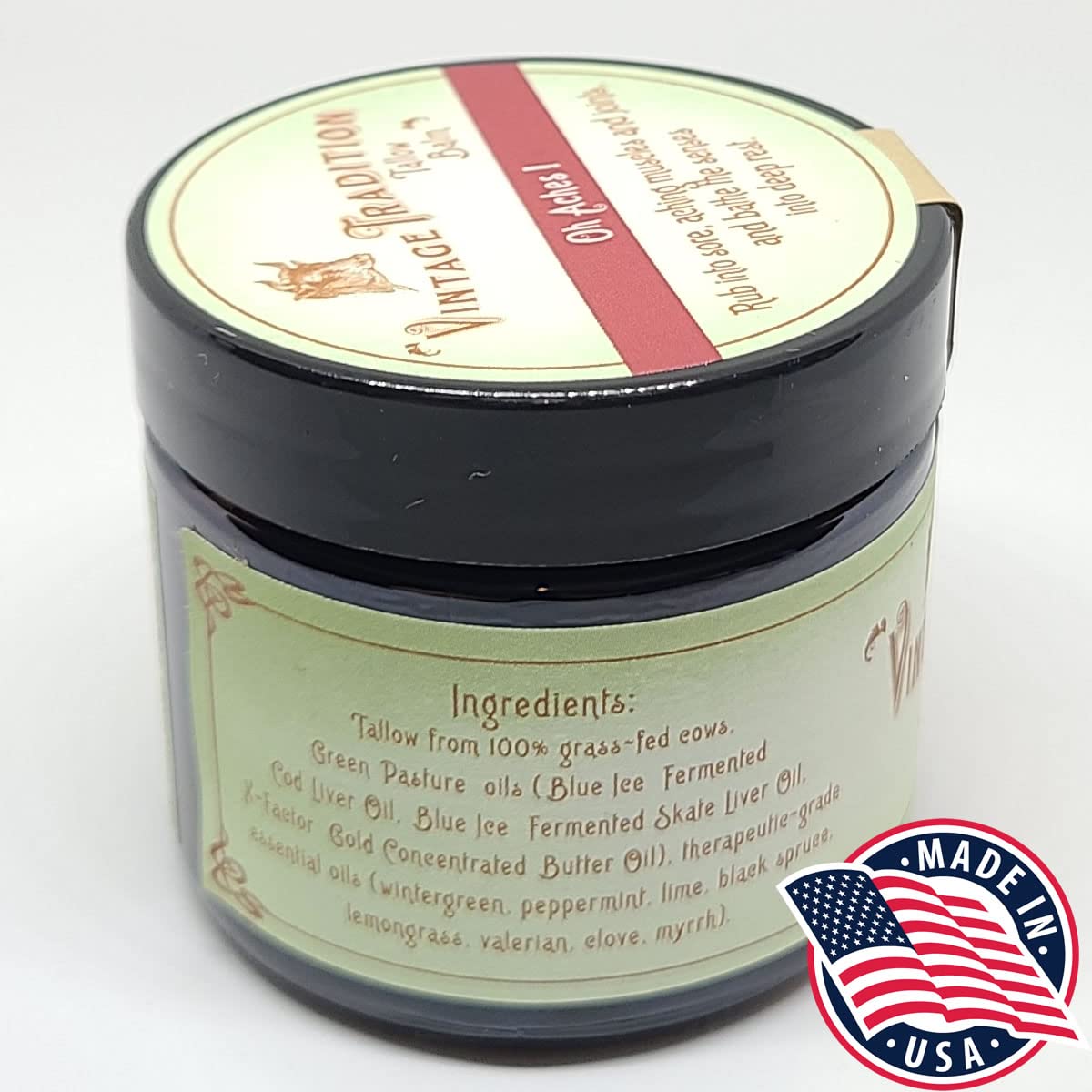 Vintage Tradition Oh Aches! Tallow Balm Supports Joint and Muscle Health – Beef Tallow Grass Fed Balm with Wintergreen, Peppermint, and Lime Essential Oil Blend, 2 Fl. Oz. Vintage TraditionBuy Supplements Australia