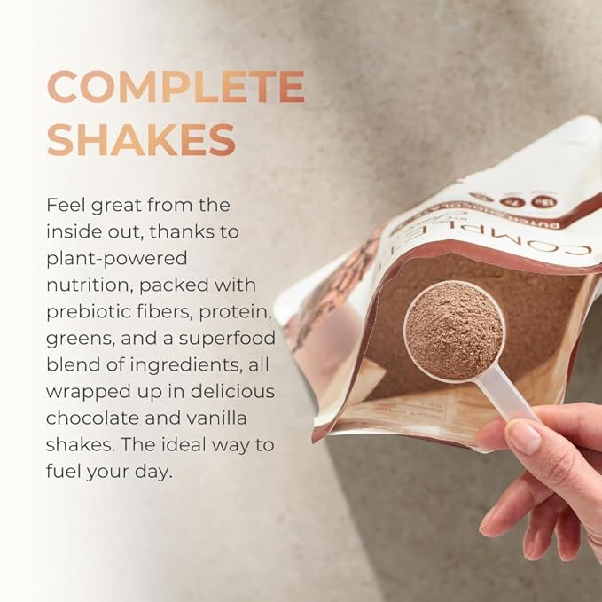 Complete by JuicePlus+ Dutch Chocolate Shakes - Plant-Based Nutrition - Whole Food Based Shake Powder with Protein, Fiber & Prebiotics - 30 Servings (2 Pouches, 15 Servings Each) Juice Plus+ buy supplements Au