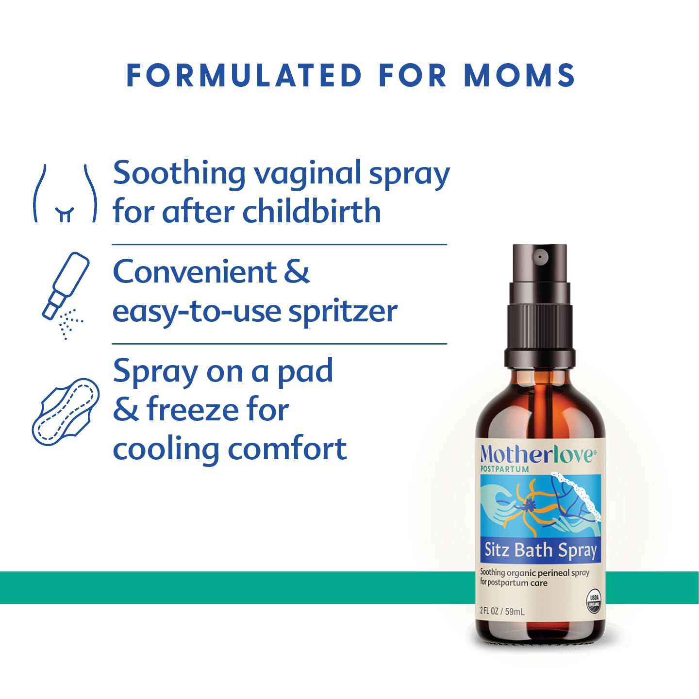 Motherlove Sitz Bath Spray (2 oz) Sitz Bath for Postpartum Care—Herbal Perineal Spray w/Witch Hazel—USDA Organic, Vegan, & Cruelty Free MotherloveBuy Supplements Australia