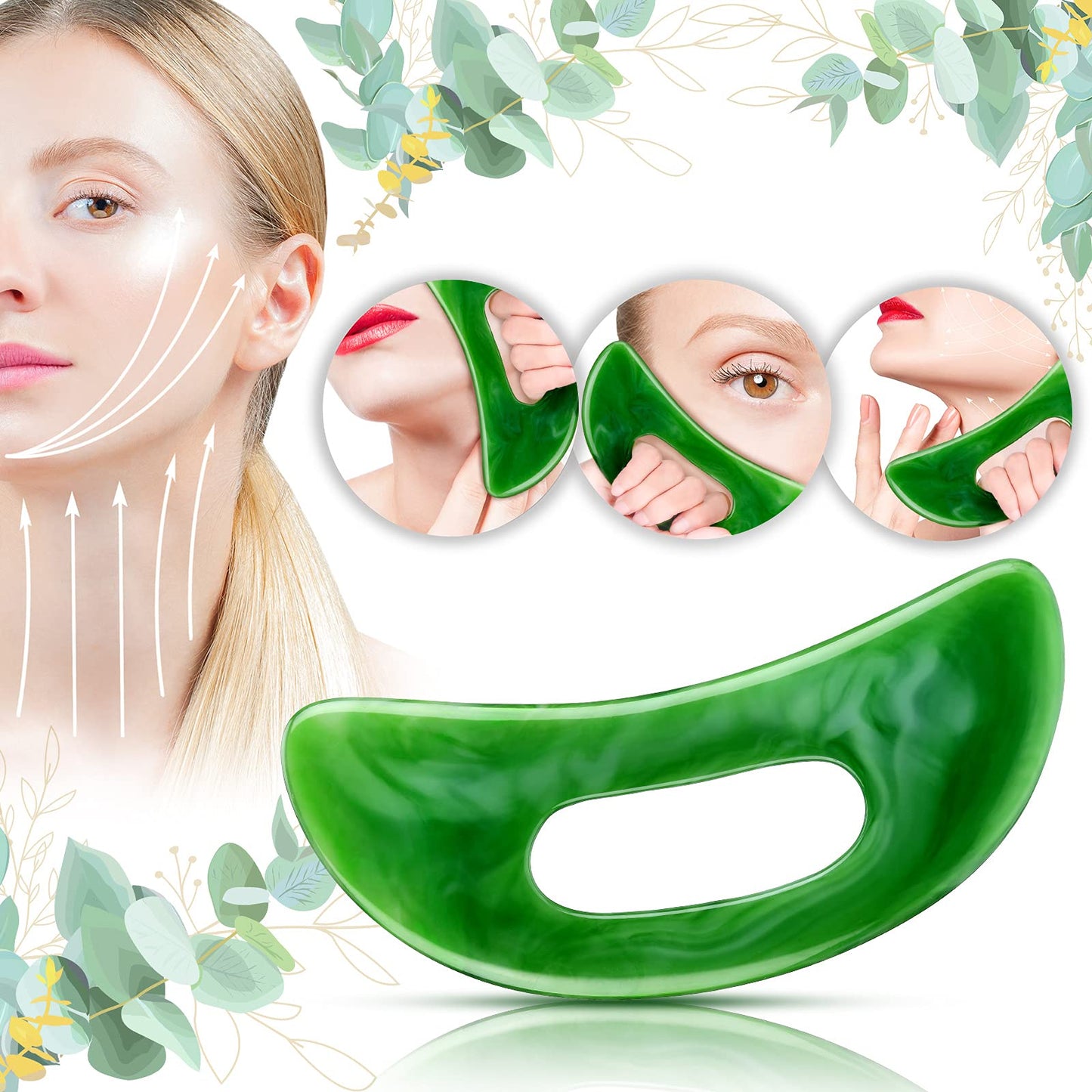 Gua Sha Massage Tool with Handle Resin Massage Tools Lymphatic Drainage Massager Body Shaping Gua Sha Tools for Full Body Men Women Birthday Festival Holiday Present (Green) BBTO buy supplements Au