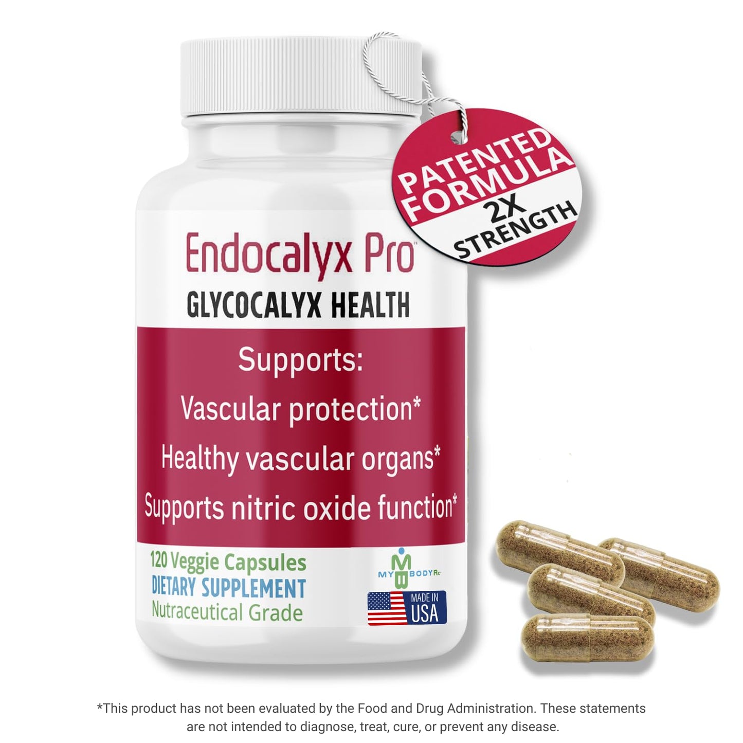 MYBODYRX Endocalyx Pro Supplement – Endothelial Glycocalyx Support 120 Capsules - Vascular & Microcirculation Health – Clinically-Studied – Patented – Supports Nitric Oxide Functions MYBODYRXBuy Supplements Australia