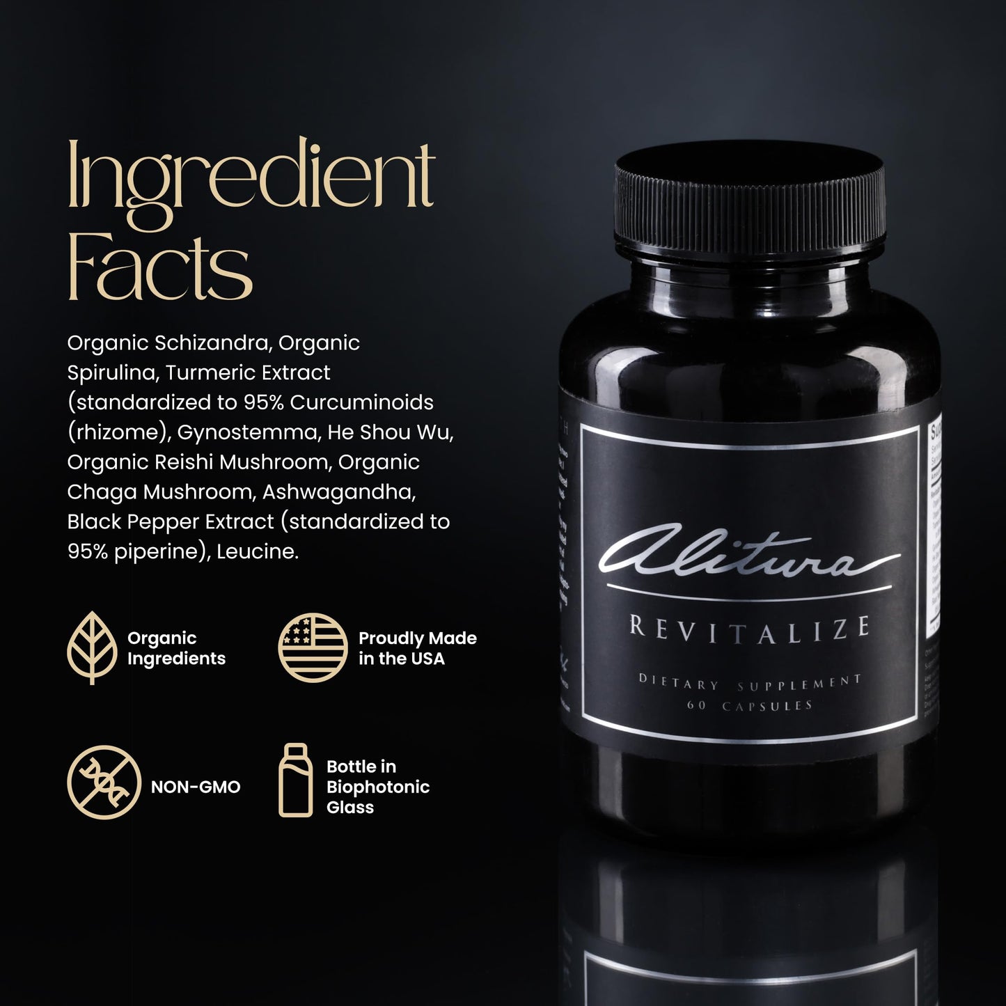Alitura Revitalize – Organic Ashwagandha & Turmeric Supplement – Natural Energy, Mood & Recovery Support for Men & Women – Adaptogenic Herbs for Daily Wellness – 60 Capsules Alitura buy supplements Au