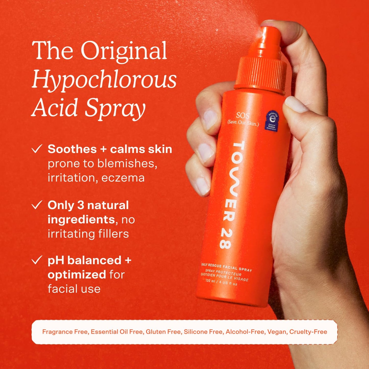 Tower 28 SOS Daily Rescue Facial Spray - Hypochlorous Acid Spray to Help Reduce Redness, Calm Irritation + Alleviate Flare-Ups - Purifying Travel Size Face Toner - Everyday Skin Care Essential (1 oz) Tower 28Buy Supplements Australia