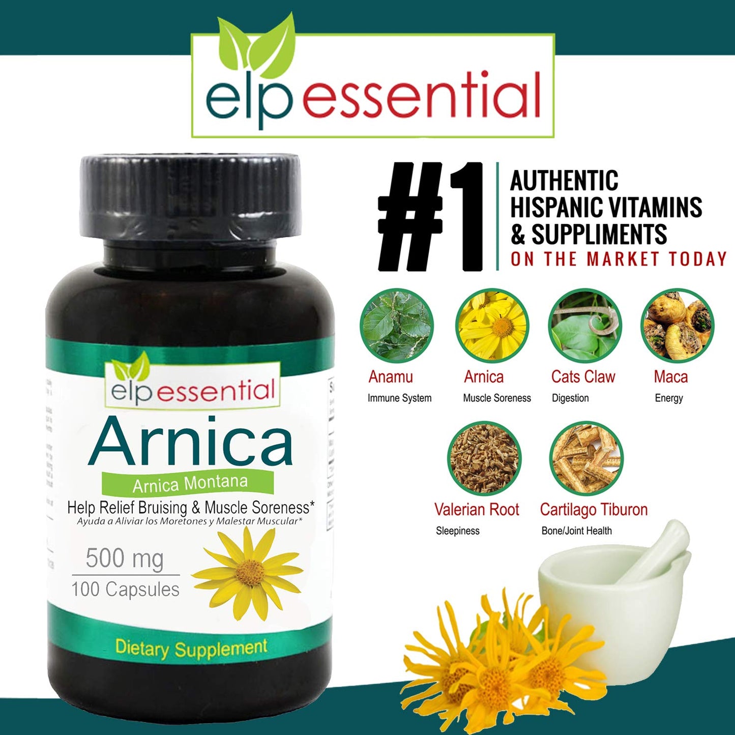 ELP ESSENTIAL Arnica Montana Capsules 100 Capsules ELP ESSENTIALBuy Supplements Australia