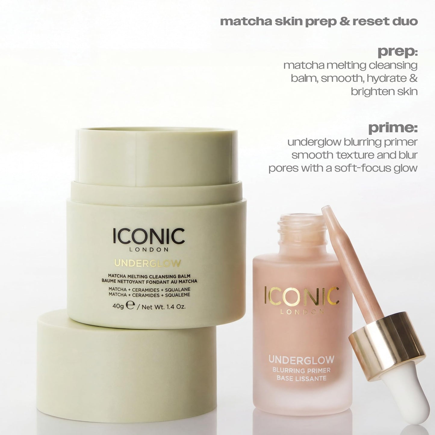 ICONIC LONDON Underglow Matcha Melting Cleansing Balm | Makeup Remover with Squalane & Ceramides for Softer, Plumper Skin | Vegan, 1.41 oz ICONIC LONDON buy supplements Au