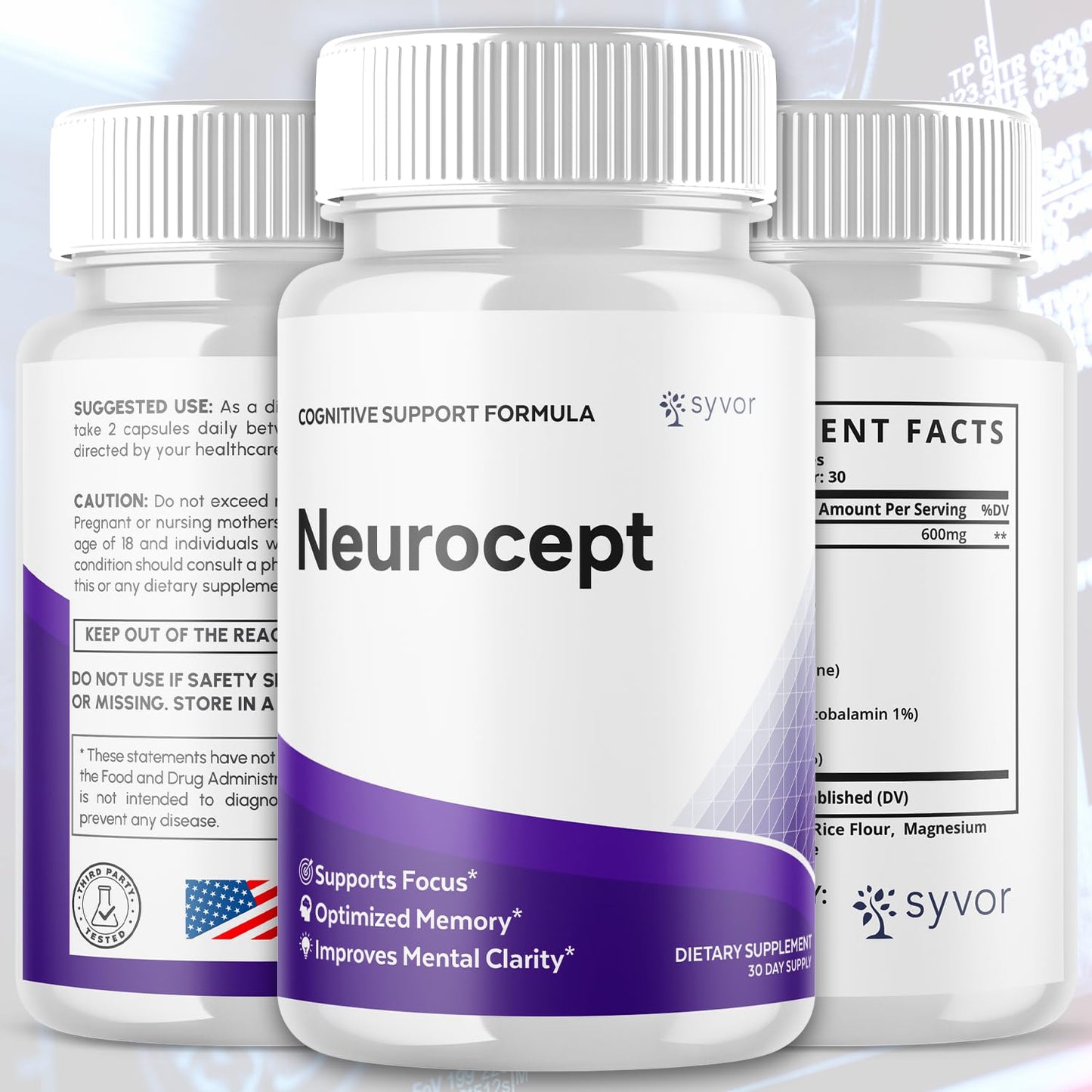 (2 Pack) Neurocept Capsules, Official Neurocept Brain Supplement Pills with All Natural Ingredients, Advanced Formula Support Pills with Max Strength Premium Vitamins for Women & Men (120 Capsules) SyvorBuy Supplements Australia