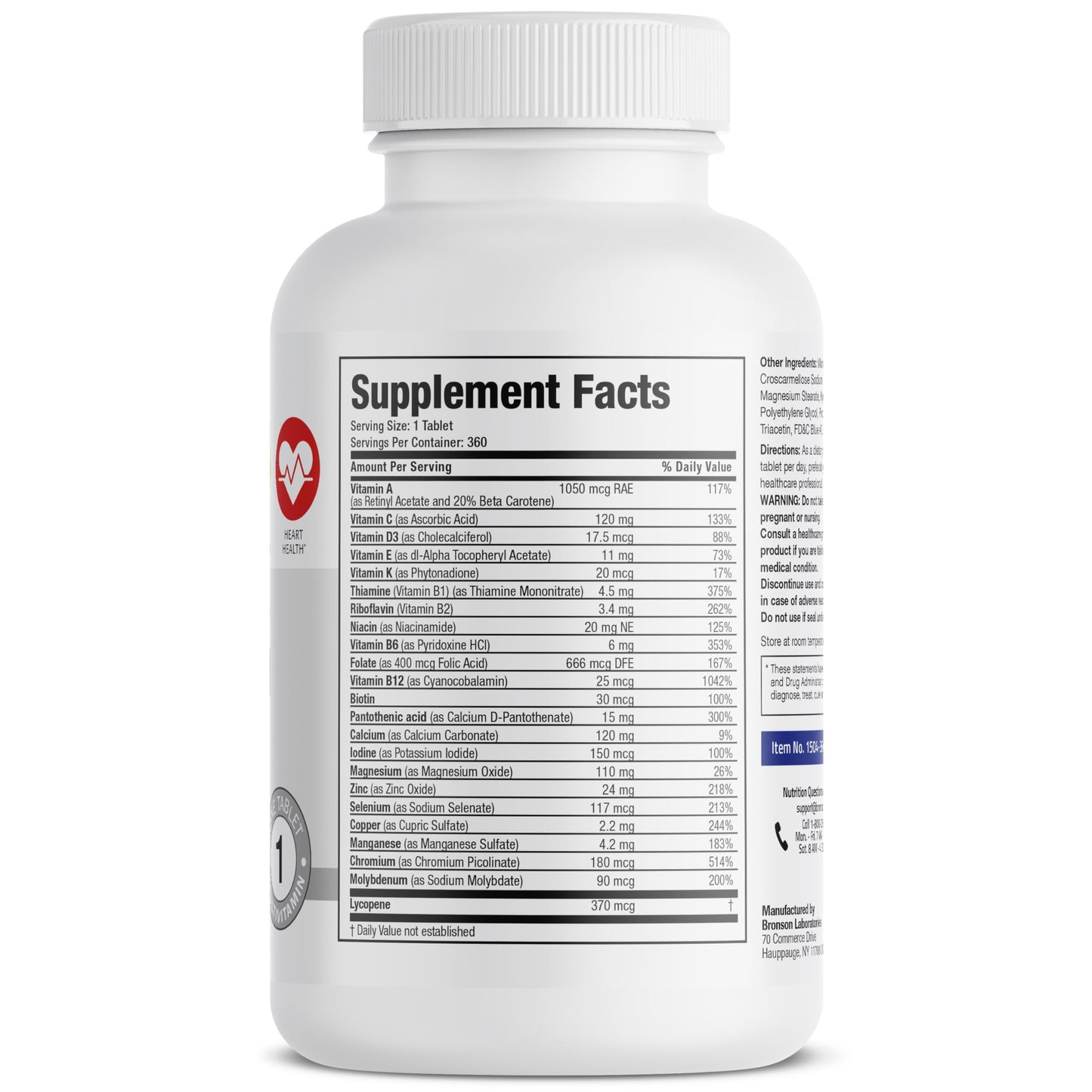 Bronson ONE Daily Mens 50+ Complete Multivitamin Multimineral, 360 Tablets BronsonBuy Supplements Australia