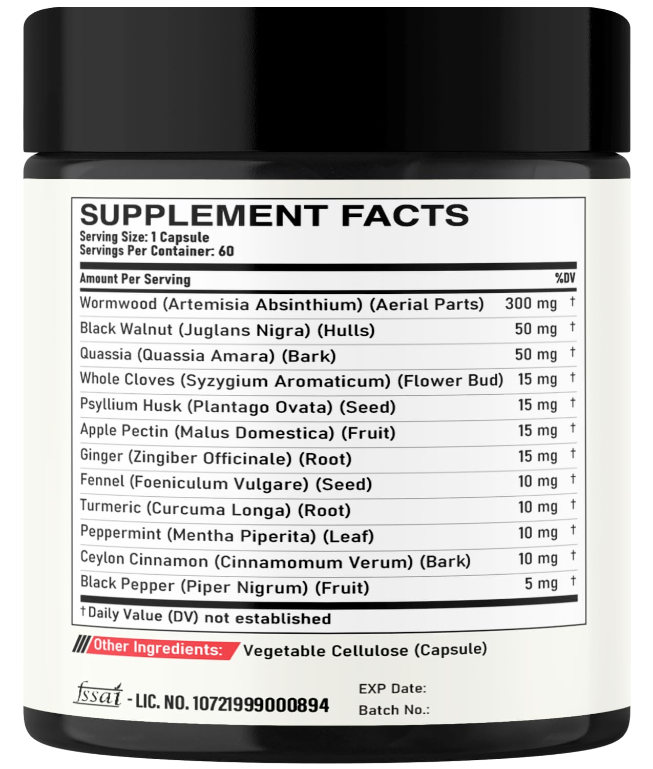 DEDICAD 12in1 Wormwood Capsules Black Walnut Cloves, Ginger, Turmeric Curcumin & Black Pepper - Immune System - 60 Capsules DEDICAD buy supplements Au