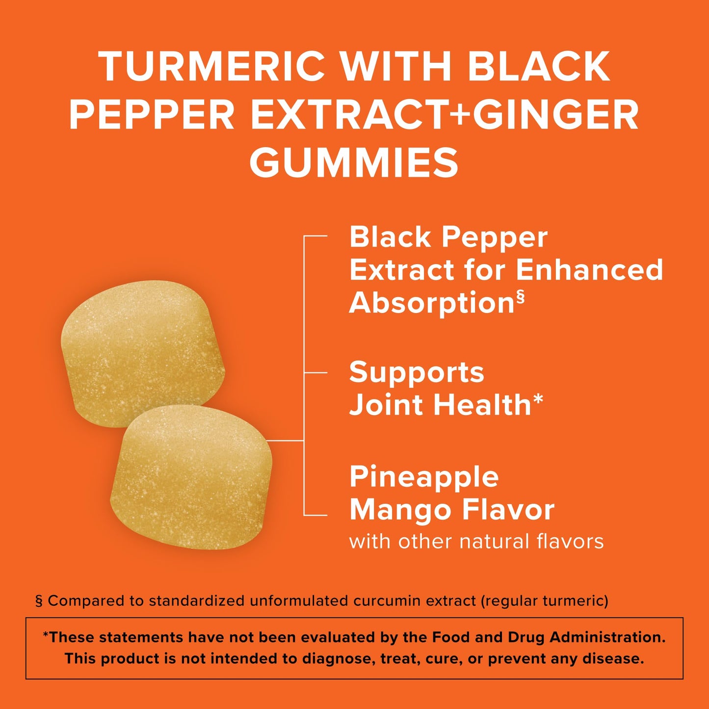 Qunol Turmeric and Ginger with Black Pepper Gummies, Turmeric Curcumin Supplement, Joint Health Support Gummy, 90ct Gummies